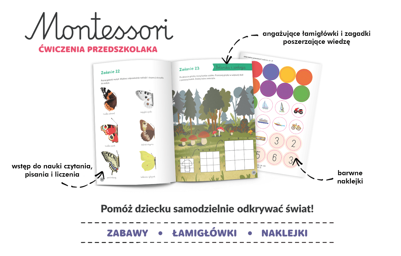 Montessori. Ćwiczenia przedszkolaka 4-6 lata - ilustrowana książka pełna zabaw i łamigłówek